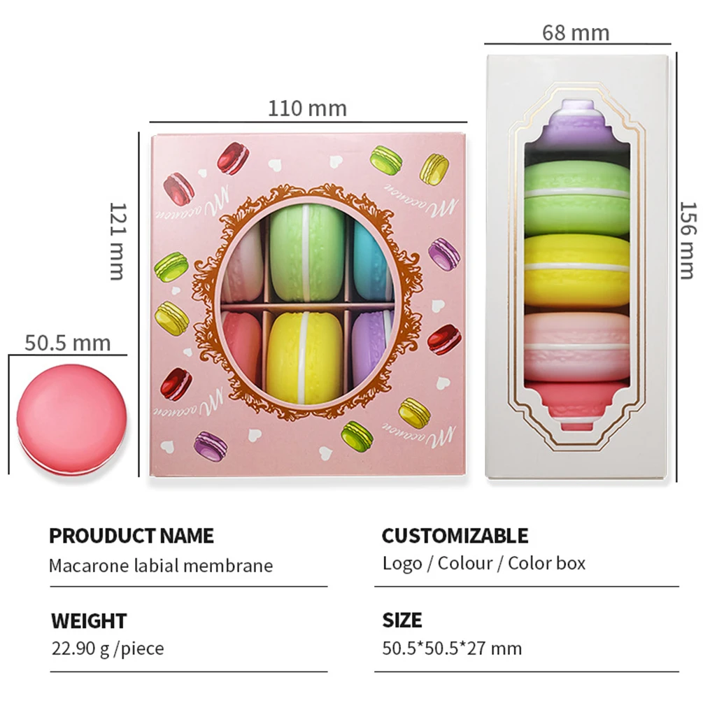 Etiqueta privada, contenedor individual de macarrón, máscara de labios para dormir, logotipo personalizado, hidratante, nutritivo, gelatina, crema para el cuidado de los labios, maquillaje al por mayor