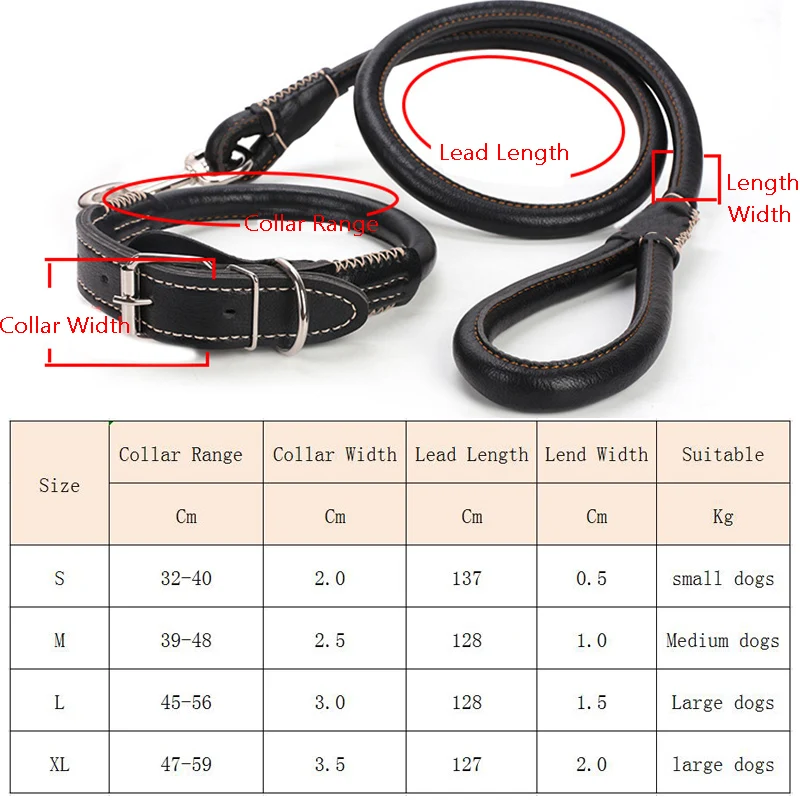 Leather Big Dog Collar and Leash Sets for Medium Large Dogs Doberman Golden Retriever Super Strong Pet Leashes Outdoor Product