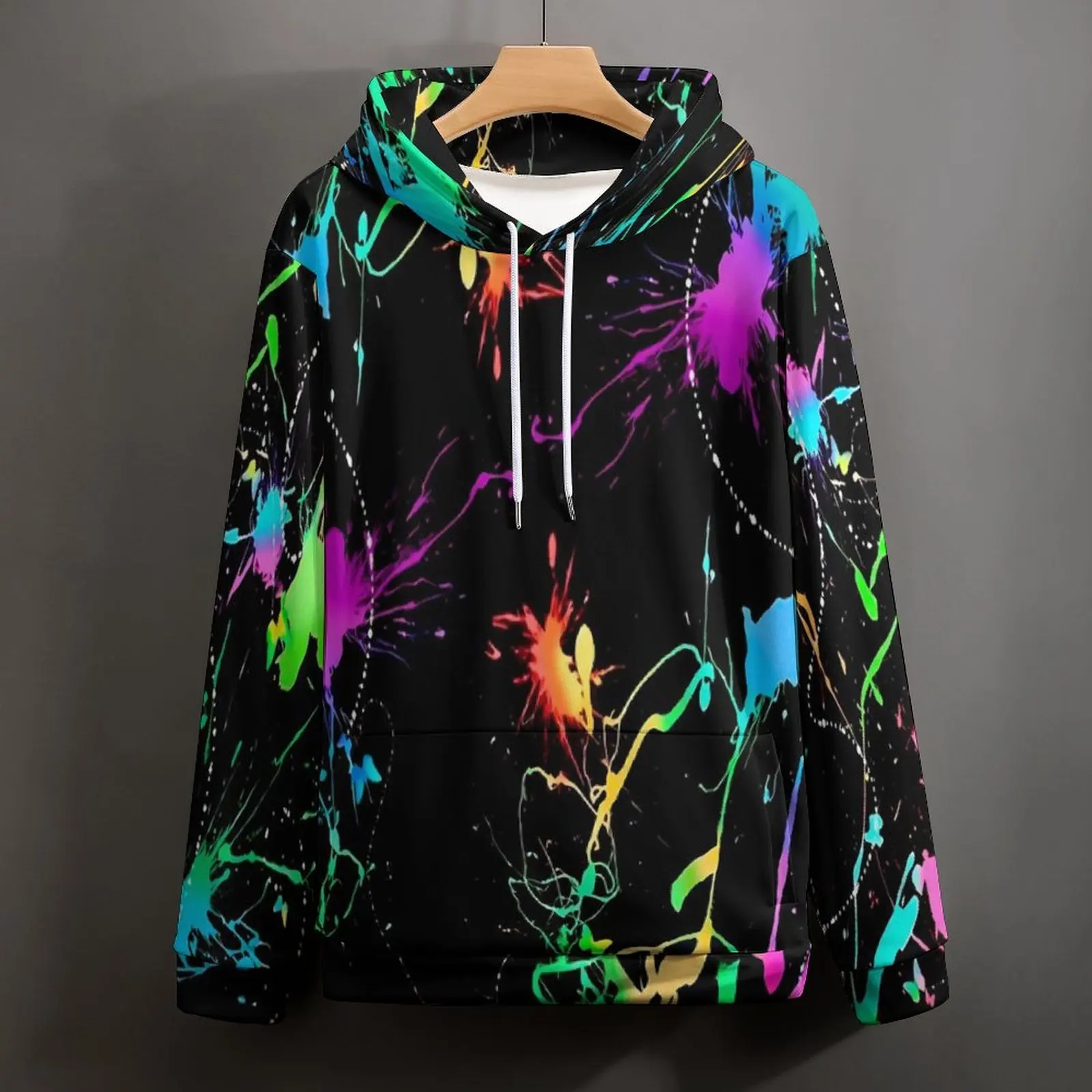 Neon Pain Print lässige Hoodies bunte Splatter hübsche Grafik lose Hoodie Herbst Langarm Harajuku übergroße Top