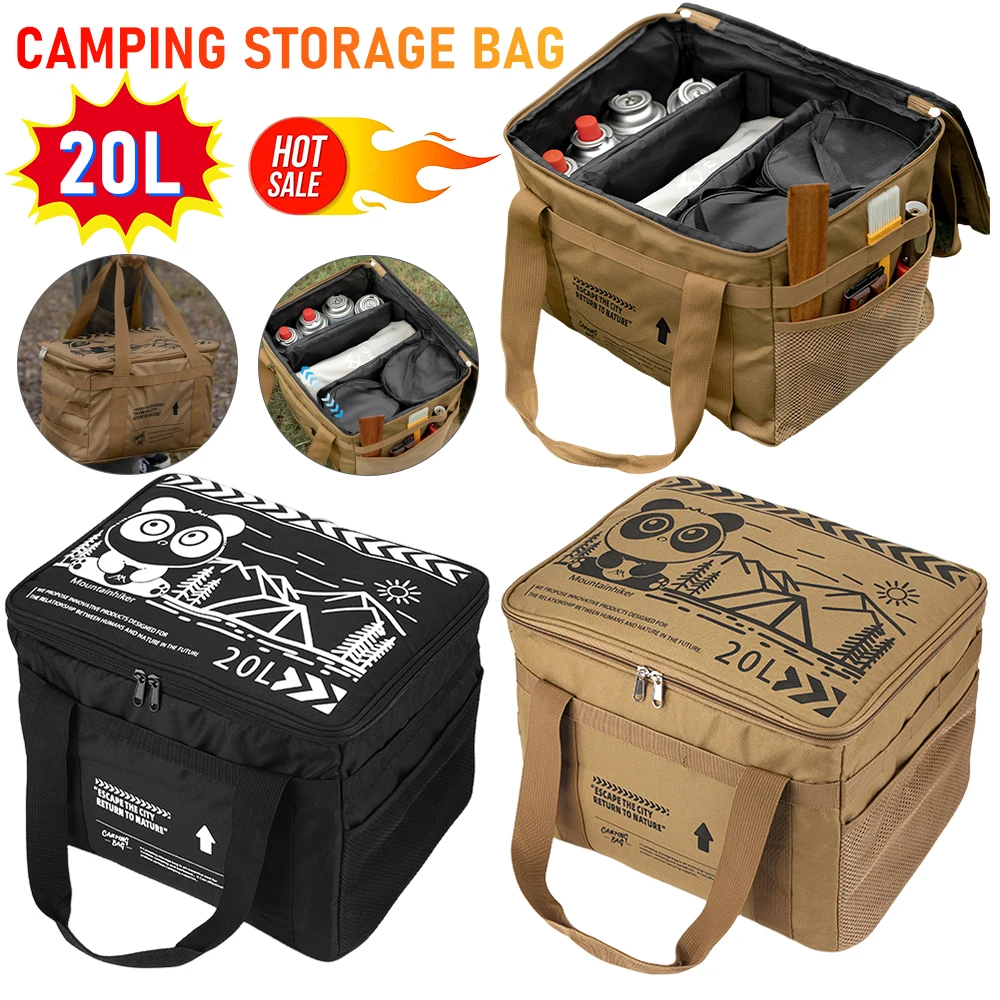 20L Gas Tank Storage Bag Camping Picnic Tableware Handbag Large Capacity Multifunctional Outdoor Travel Hiking Tool Organizers