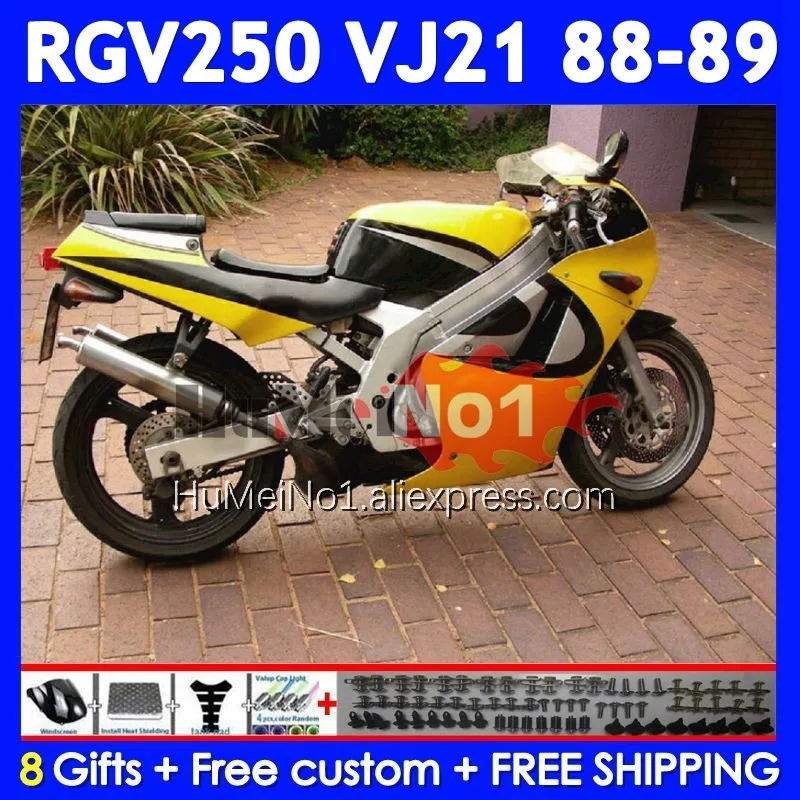 Body Kit For SUZUKI SAPC VJ21 RGV250 RGVT250 VJ 21 88-89 108No.24 RGV-250 Stock yellow RGV 250 RGVT-250 88 89 1988 1989 Fairing