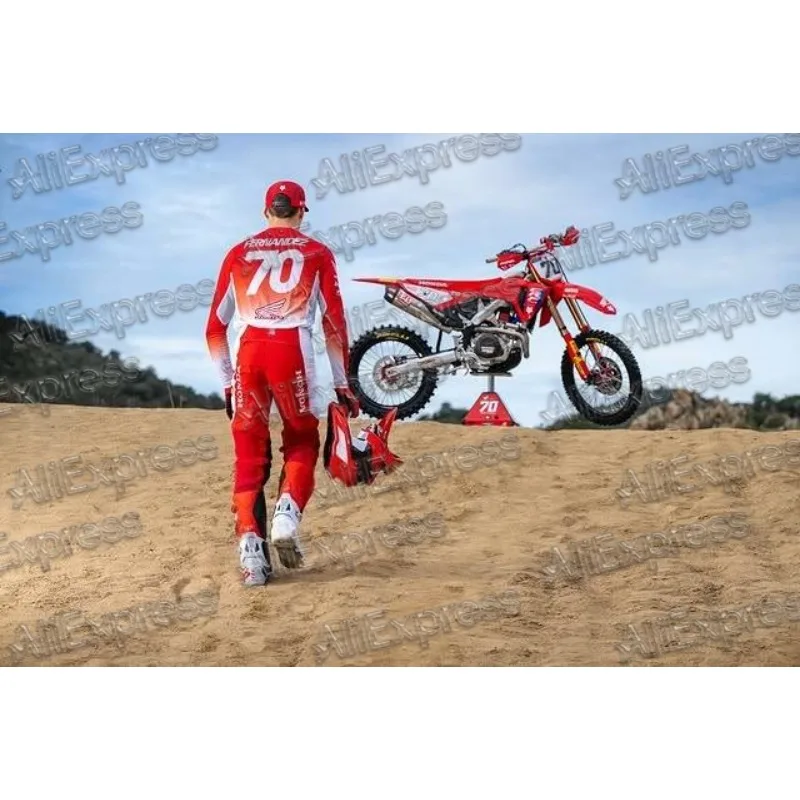 

2025 Autumn Motocross Replica#70 Fernandez Honda Racing Team Reprint Jersey Loose Breathable 3D Printed Quick Dry long sleeve