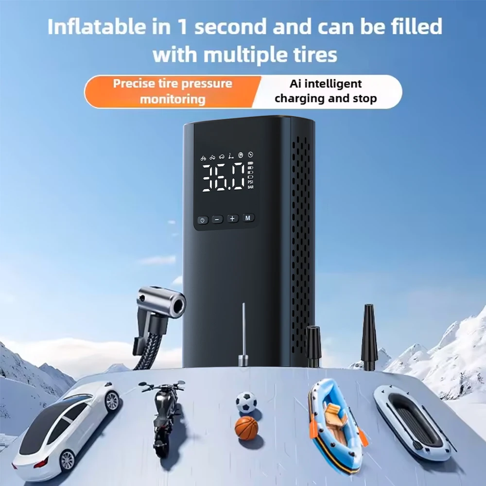Electric Smart Air Pump 150PSI Tire Fast Inflator Portable Compressor with Digital Pressure Gauge for Car Bike Motorcycle Ball