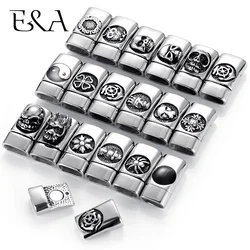 Stainless Steel 12*6mm Hole Magnetic Clasps for Leather Bracelet Cross Skull Anchor Clasp DIY Jewelry Making Accessories