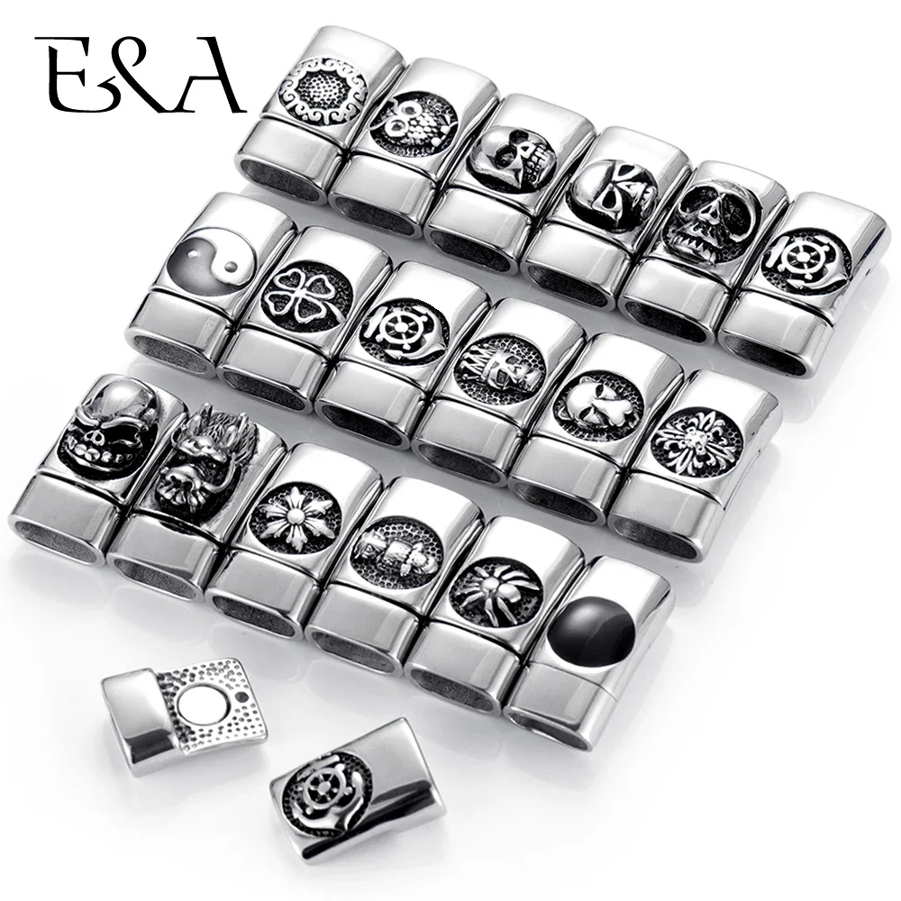 Zapięcia magnetyczne ze stali nierdzewnej 12 * 6 mm do skórzanej bransoletki Zapięcie kotwiczne z czaszką DIY Akcesoria do tworzenia biżuterii