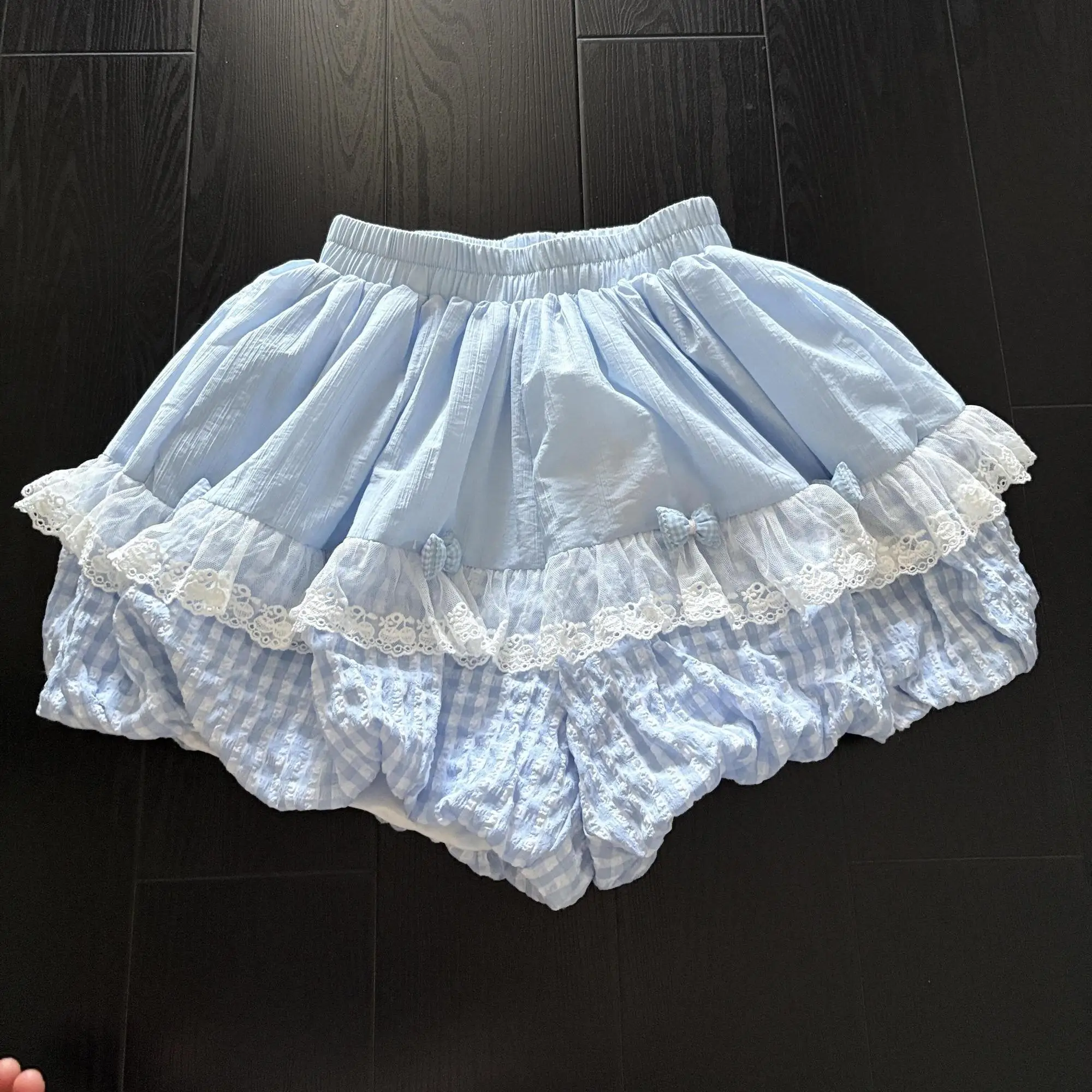 Stile giapponese Y2k Mini Gonne Lanterna Pantaloncini Hot Girls Kawaii Lolita Gonna Pantaloncini Dolce Fiocco di pizzo Patchwork Gonna Faldas Mujer