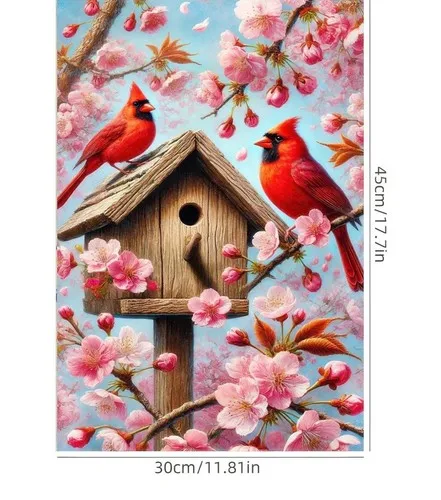 Cardinal Spring Summer Garden Flag 12×18 Inch Double Sided Flower Cherry... YYZ