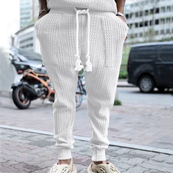 2024 spring and autumn new men's casual pants loose jacquard knitted foot band men's sports pants solid color match