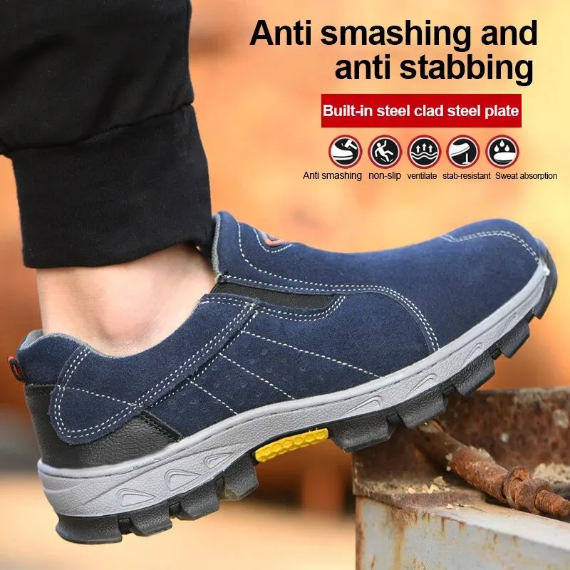 Labor Protection and Safety Work Boots Anti-cheating Anti-cheating Welder Industrial Toe Steel Men Slip On