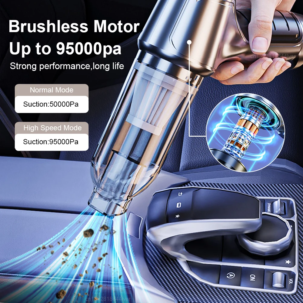 Car Vacuum Cleaner Wireless Portable Vacuum Cleaner 95000PA High Power 2 in 1 Mini Handheld Vacuum Cleaner Blower for Car Home