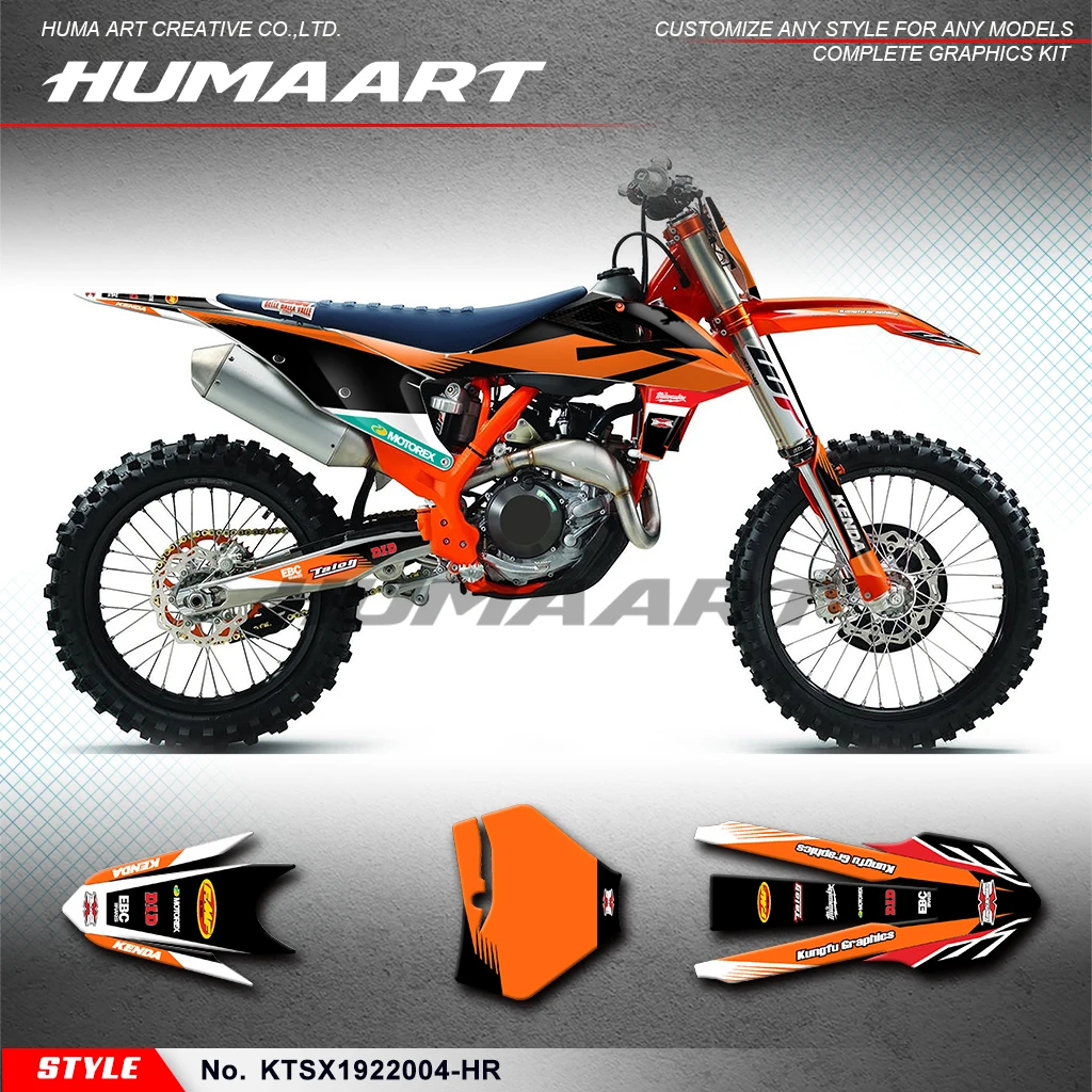 HUMAART Motorcycle Graphics Racing Sticker for KTM 125 150 250 350 450 SX XC EXC XCW 19 20 21 22 23, Restyle, KTSX1922004-HR