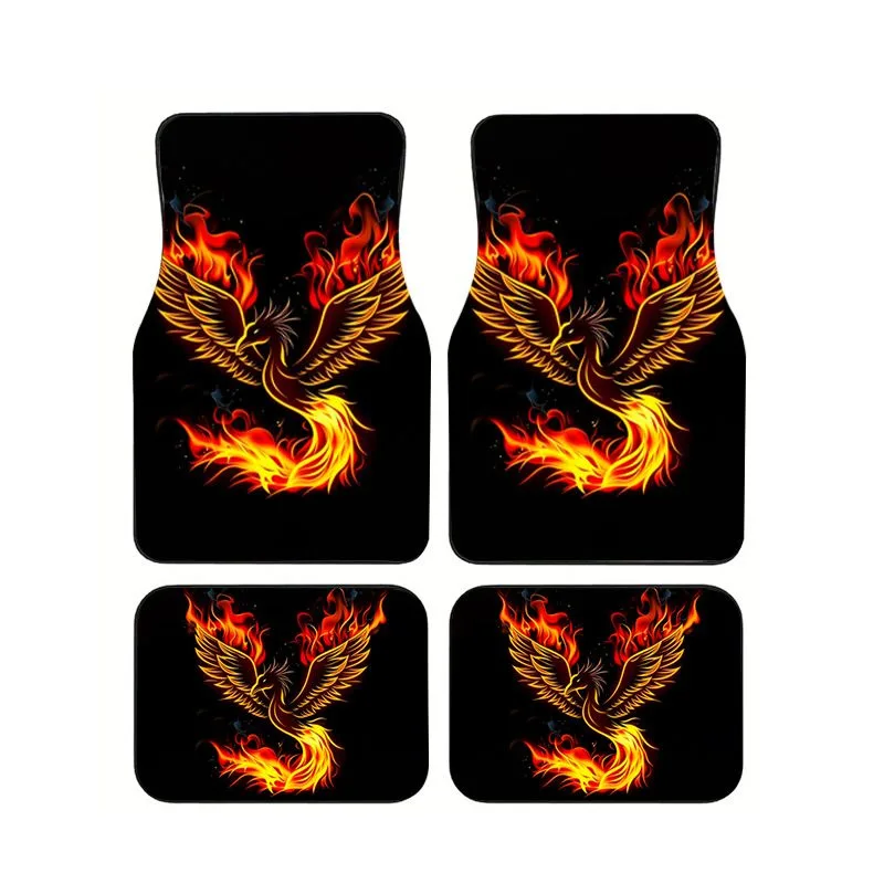 

Car Floor Mats Set of 4 Fire Phoenix Print Non Slip Universal Fit for Most Cars Trucks SUVs All Weather Protection
