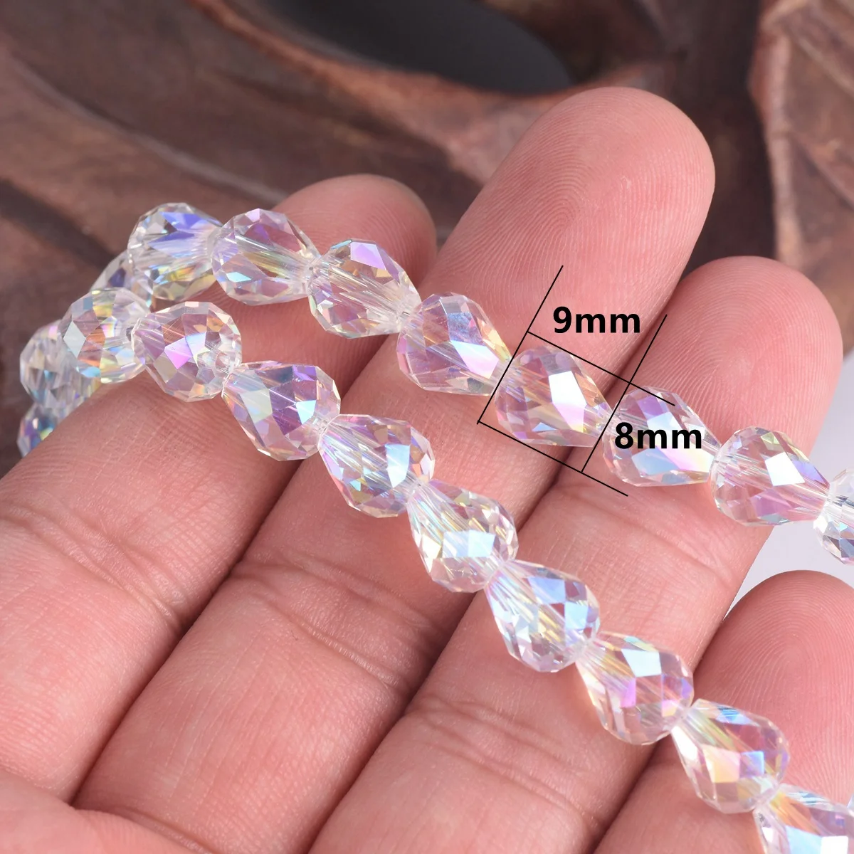 20pcs 9x8mm Teardrop Faceted Shiny Colorful Crystal Glass Loose Beads For Jewelry Making DIY Crafts Findings