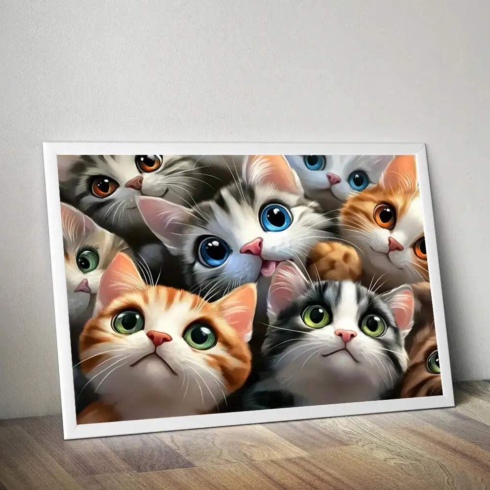 

EverShine 5D Diamond Painting Cat Full Square Round Drill Mosaic Kitten DIY Embroidery Animal Picture Of Rhinestones Wall Decor