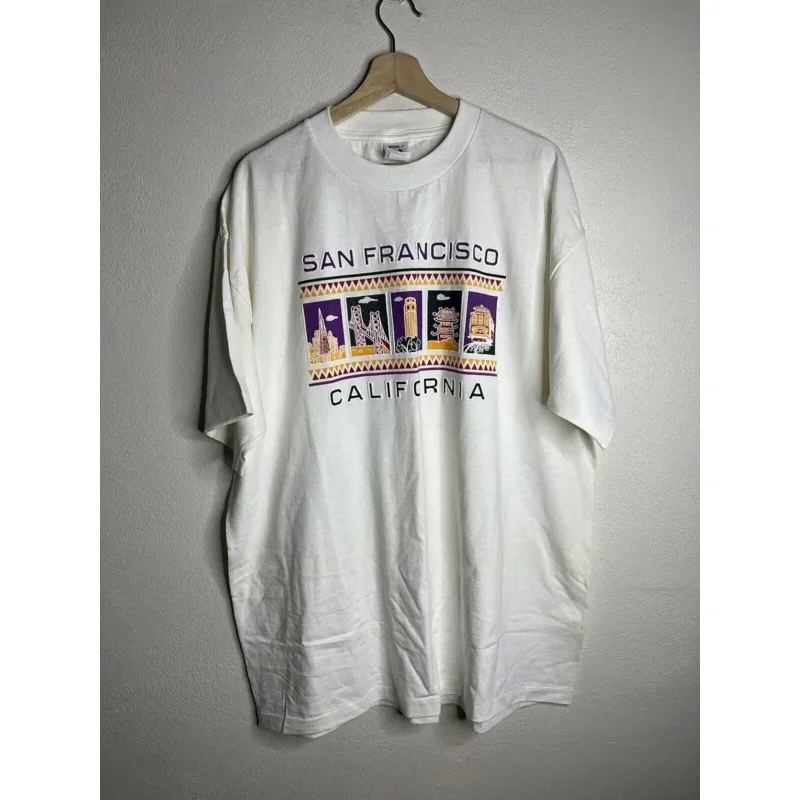 Vintage 90s San Francisco California Short Sleeve T Shirt Men's Size 2XL White long or short sleeves