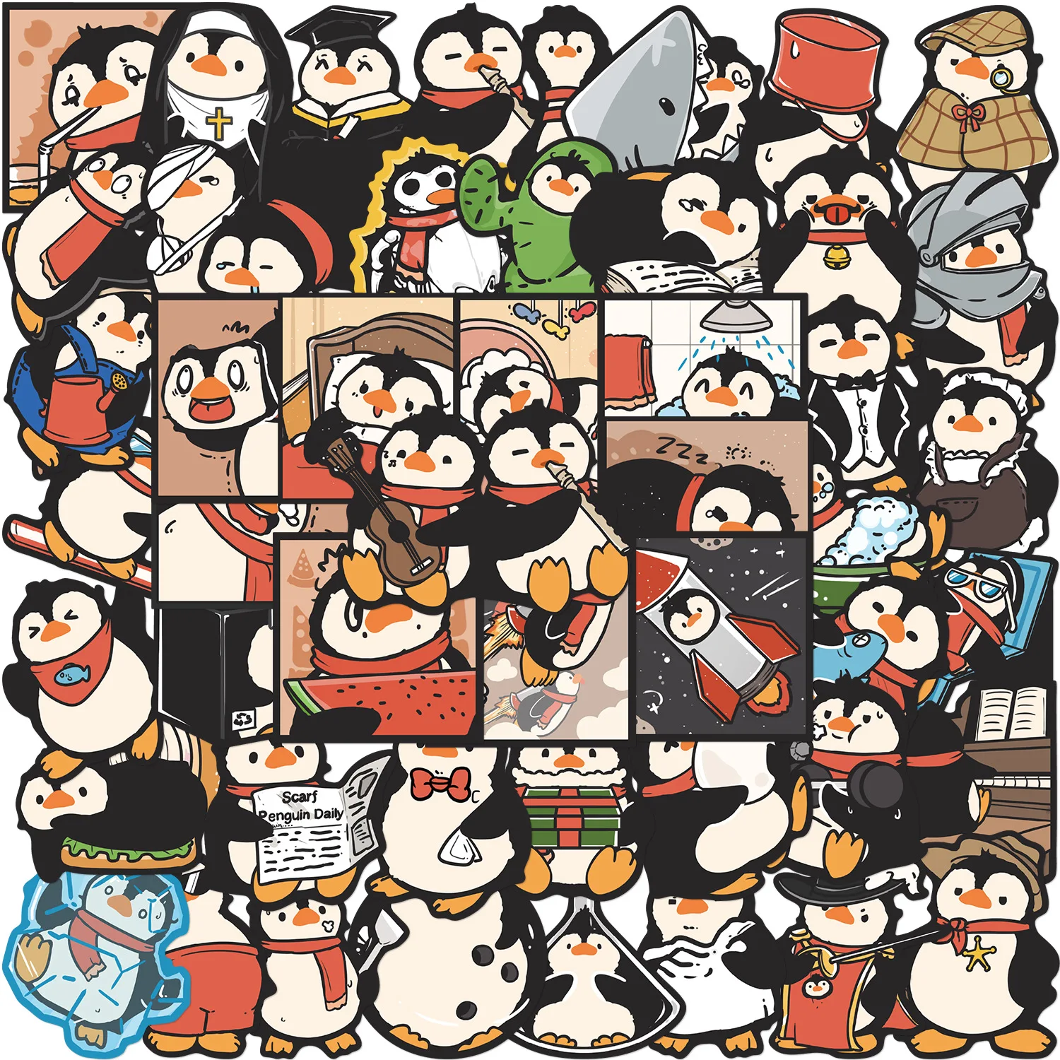 

50pcs Funny Penguin Stickers Cute Cartoon Animal Creative Graffiti DIY Stationery Phone Luggage Car Waterproof Sticker