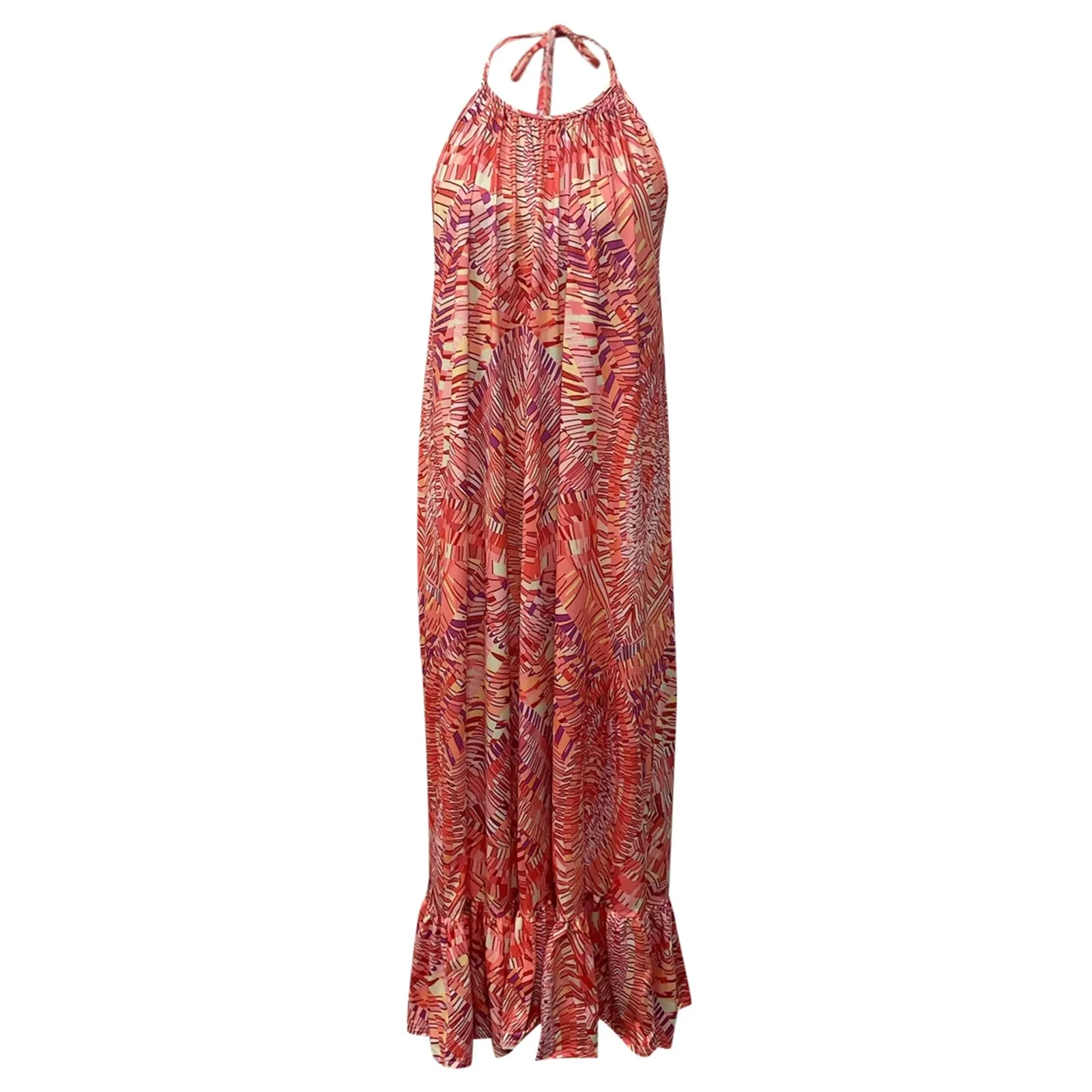 Elegant Women Long Dress Sleeveless Floral Print Casual Loose Summer New Beach Dress Female Vintage Fashion Bohemian Maxi Dress