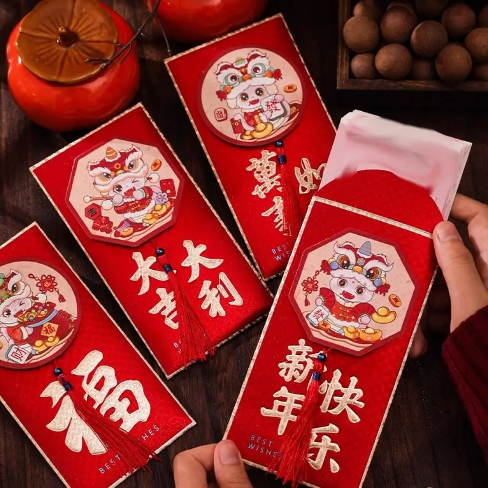 2 pezzi 3D 2025 Capodanno Busta rossa Benedizione Best Wishes Anno del serpente Busta per soldi zodiaco cinese HongBao