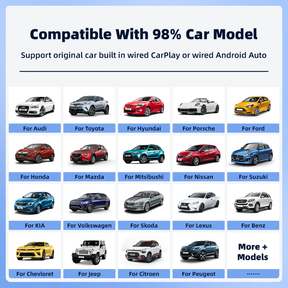 Беспроводной адаптер Carplay Dongle 2в1 Android Auto AI Smart Box для Toyota Honda Volkswagen Dodge автомобильные интеллектуальные проводные системы
