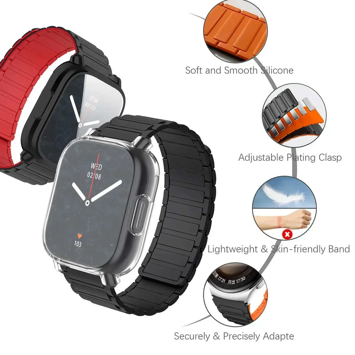 Silicone Case + Magnetic Band For Redmi Watch 5 Active Strap Cover Correa Accessories For Redmi Watch 5 Lite Bracelet Wristbands