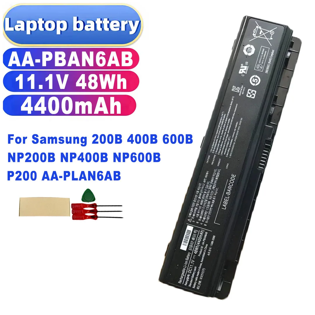 Laptop Battery AA-PBAN6AB 11.1V 48Wh 4400mAh for Samsung 200B 400B 600B NP200B NP400B NP600B P200 AA-PLAN6AB High quality