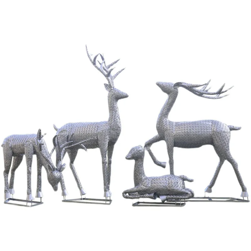 

Stainless steel, sika deer, sculpture, ornament, outdoor, hollow, animal, park