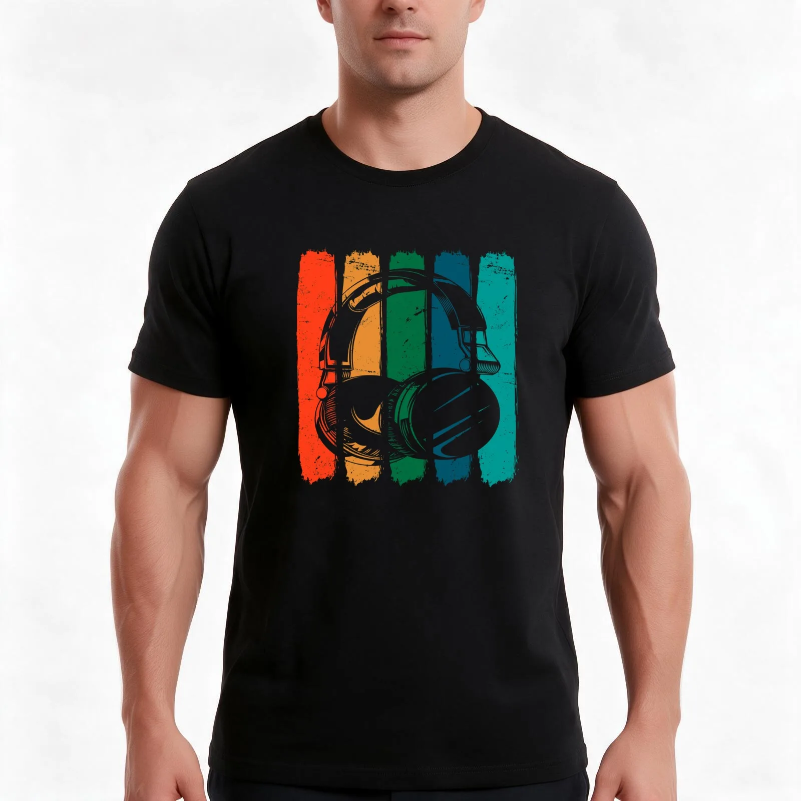 Music Lover Producer DJ Vintage Headphones T-Shirt, Summer Casual Cotton Tee, Oversized Streetwear Tops, Vintage Graphic Print