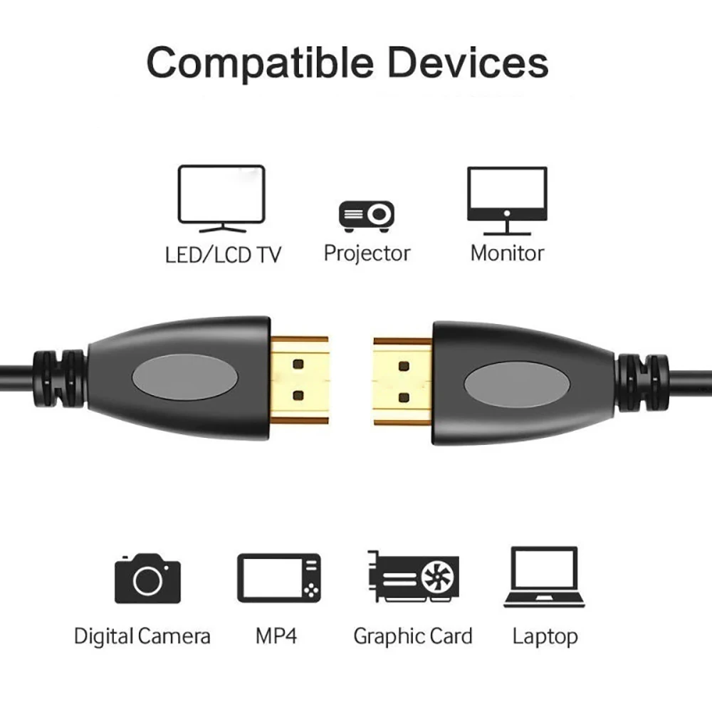 High Speed Male to Male HD Television Cable 1080P 3D Audio Video