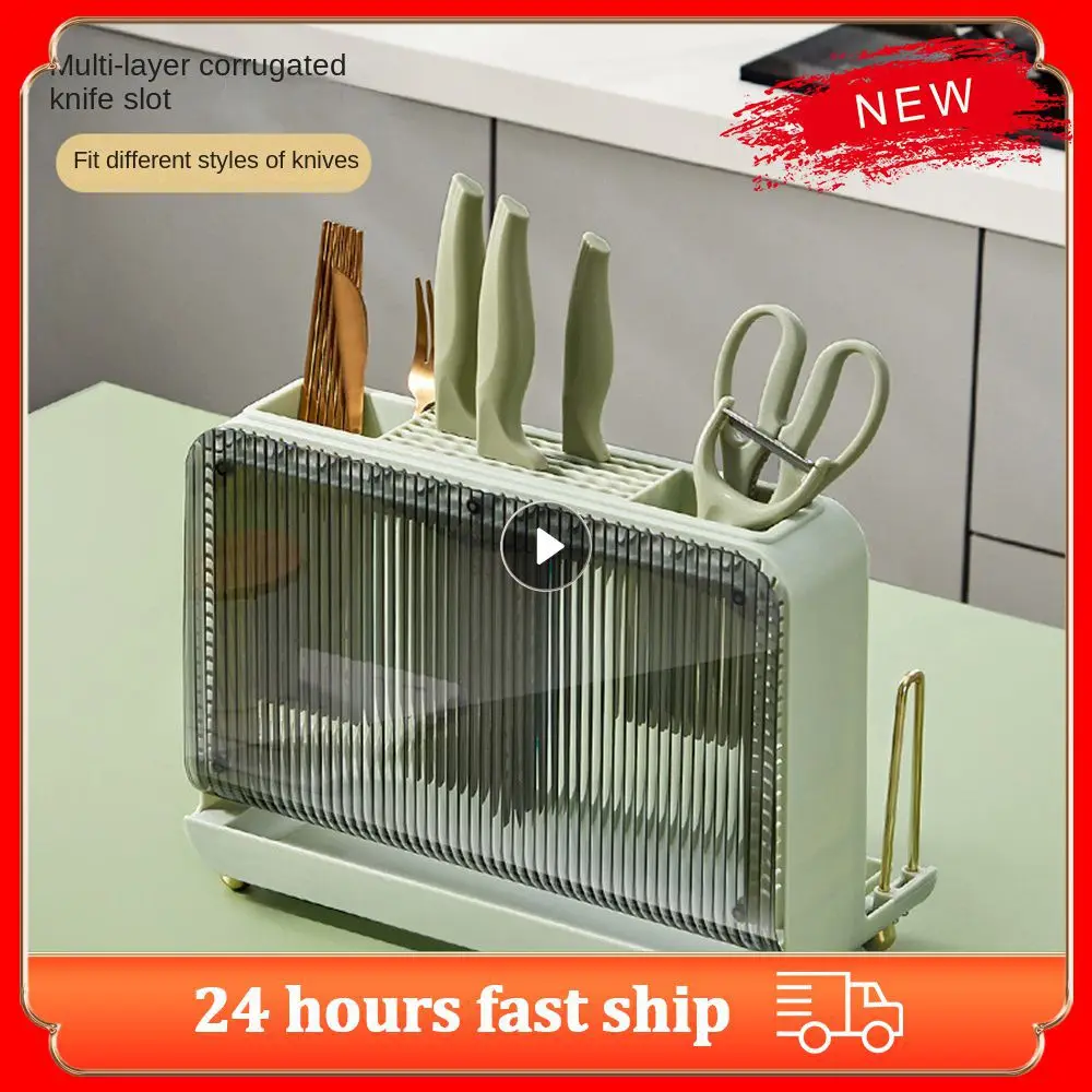

Kitchen Knife Rack Integrated Easy Cleaning Storage Tool Holder Multi-layer Corrugated Knife Groove Multi-functional