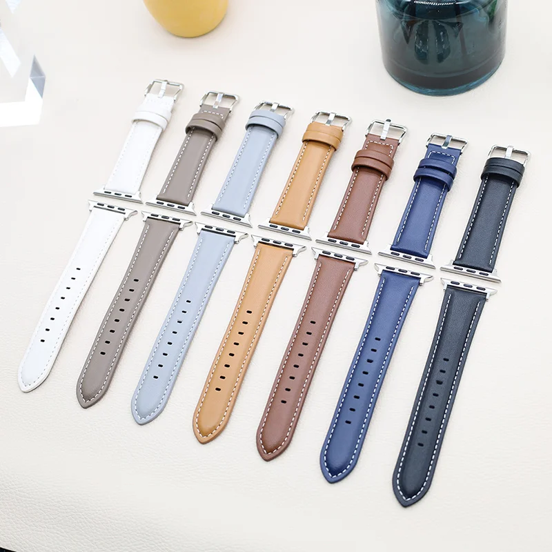 Artificial Leather Bands For Apple Watch Strap 40mm 41mm 42mm 44mm 45mm 49mm Woman Man Bracelet iWatch Series Ultra 9 8 7 SE 6 5