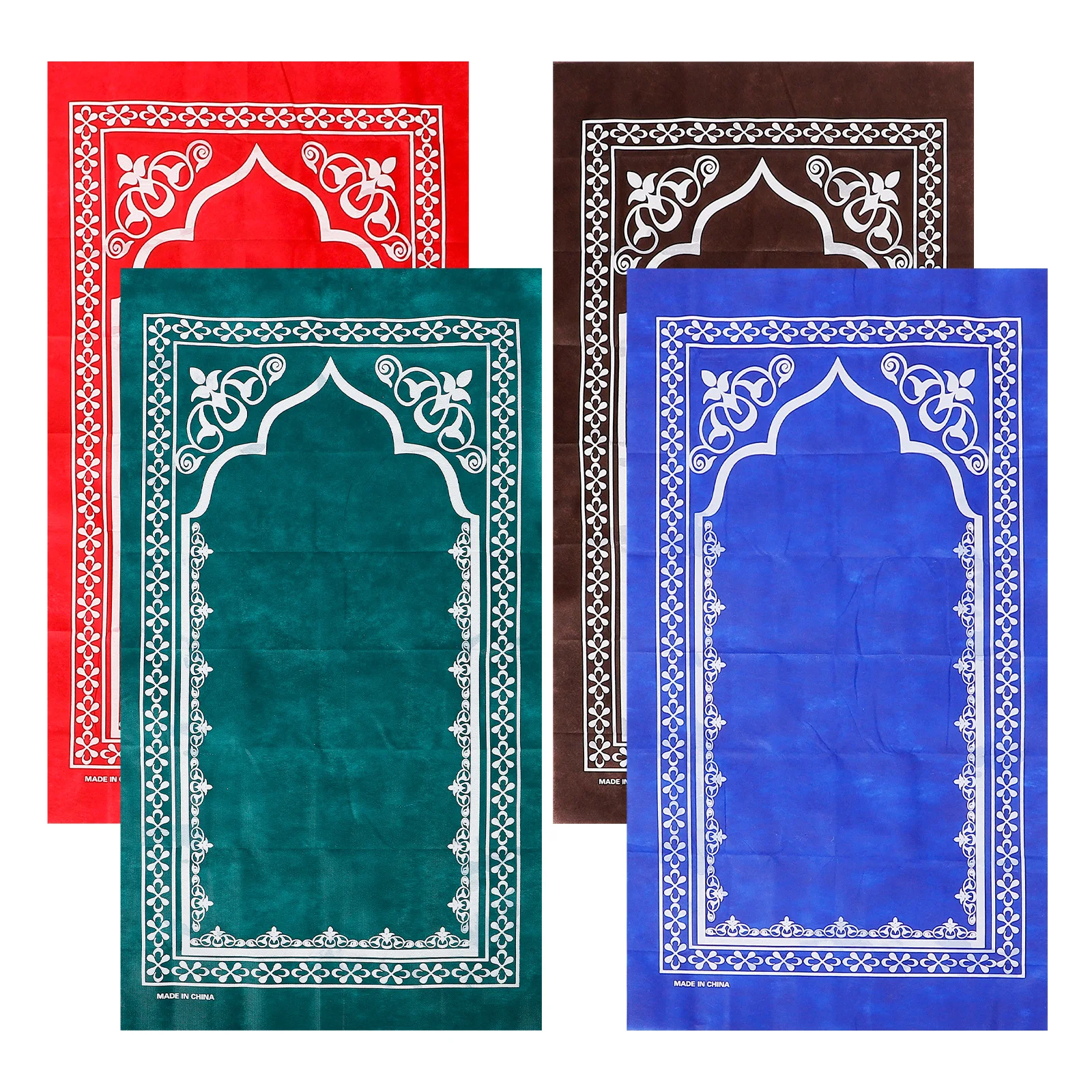 

4 Pcs Islamic Prayer Mat Portable Non-slip Disposable Pad Polyester Travel Carpet with Patterns for Eid Praying Events Muslim