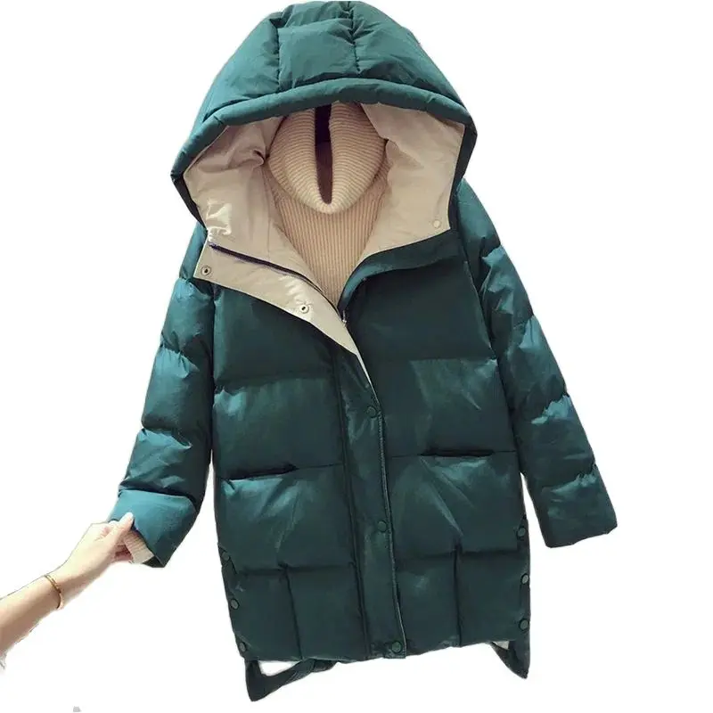 

Manteau Femme Hiver Nice Women Winter Down Cotton Jacket Female Mid-length Hooded Bread Clothes Women Warm Down Cotton Parkas