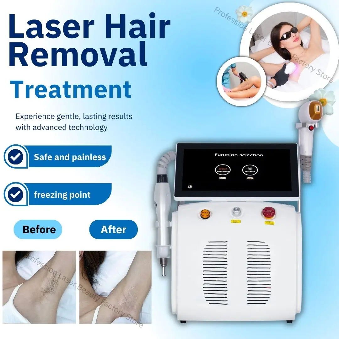 Professionnel glace titane indolore 2 en 1 Diode Laser épilation et détatouage Machine glace platine Salon de beauté spécial
