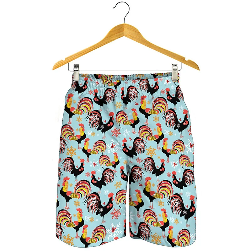 Colorful Rooster Pattern Beach Shorts Men Kids 3d Printed Animal Swim Trunks Street Short Pants Summer Loose Surf Board Shorts