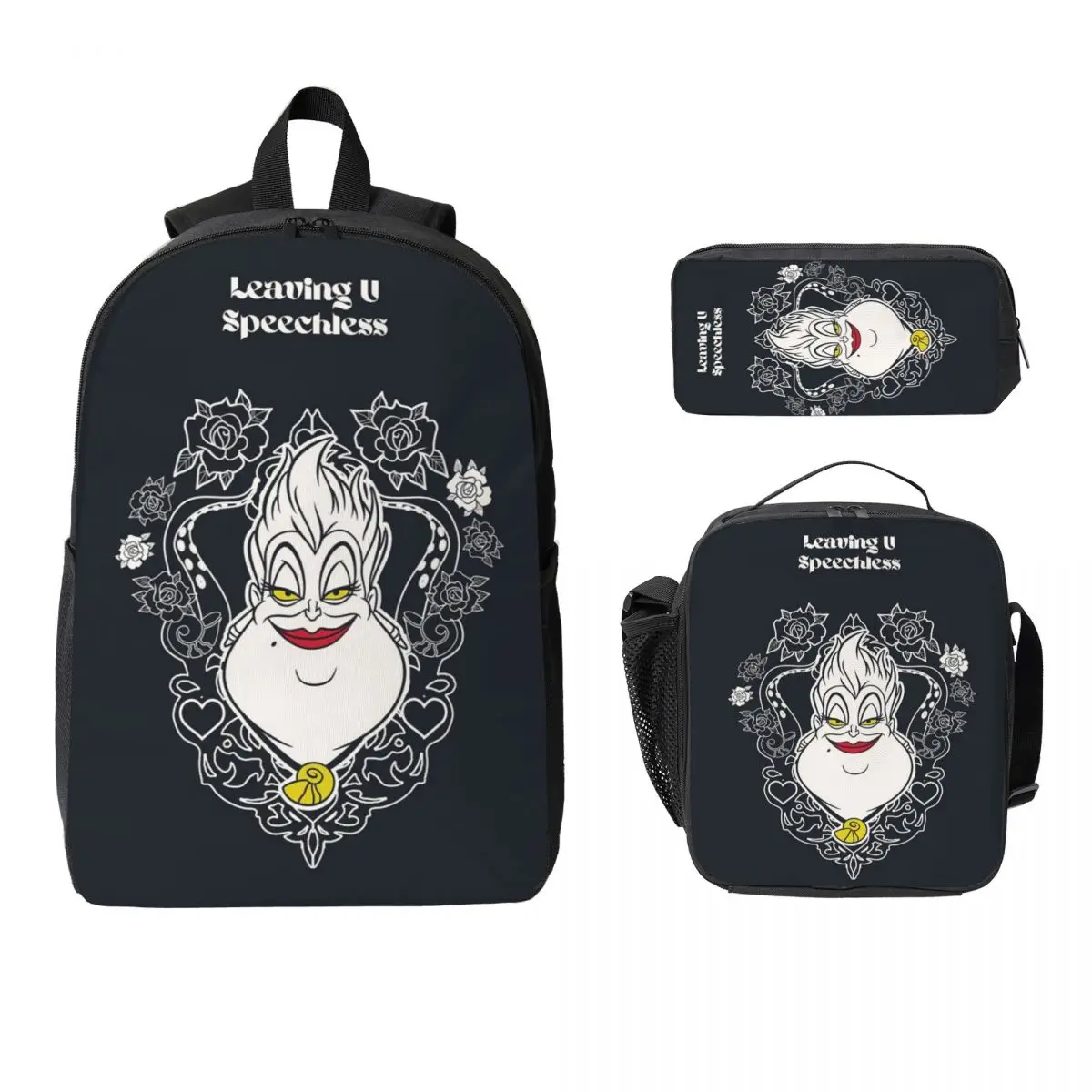 

Villains Ursula Backpack Student Boys Girls BookBag School Bag Laptop Shoulder Bags 3ps Insulated Lunch Bag Pencil Case