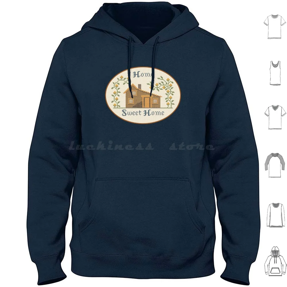 Sweet Prairie Home Sudadera con capucha de algodón de manga larga Prairie Cross Stich Home Sweet House Ingalls bordado Little House On