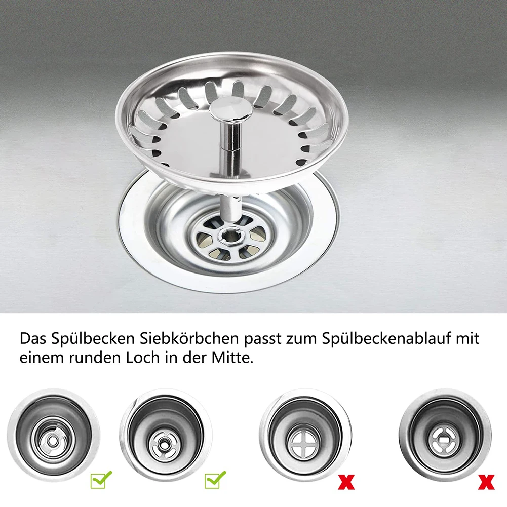 80/82/84mm Premium Gootsteenzeefje Bevestigingspin Afvalplug Roestvrij Staal Versleten Afdruiprek Afval Vervanging accessoires