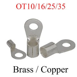 OT10/16/25/35-4/5/6/8/10/12/14/16/18/20/22/24 Copper Round Ring Wire Cable Connector Lug Spade Non Insulated Crimping Terminal