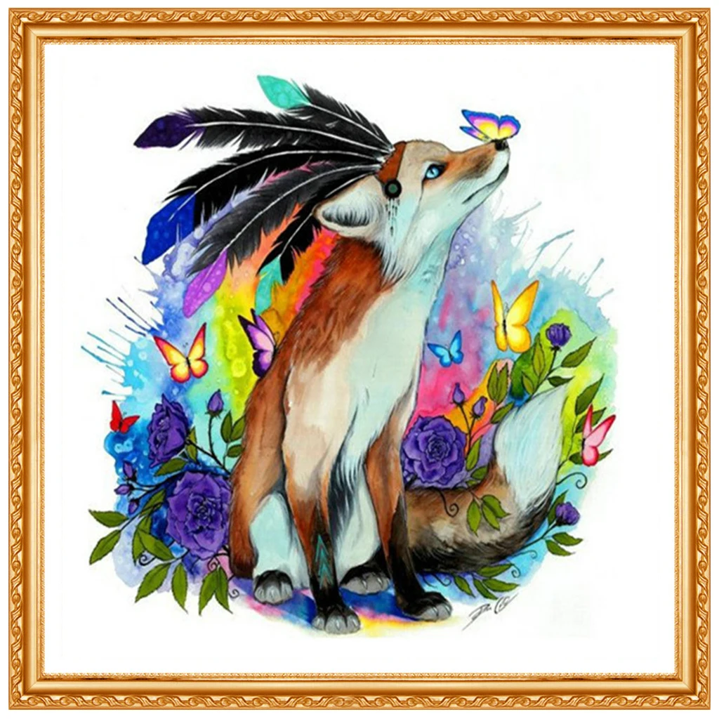 Full Resin Square Animals Diamond Painting Fox Cross Stitch Kits 5D Diamond Embroidery Needlework Home Decoration Diamond