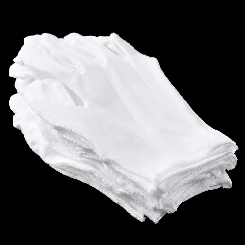 قفازات قطنية بيضاء رفيعة وناعمة، متعددة للعمل المنزلي والخارجي، قفازات عمل سهلة التنظيف ومضادة للغبار، 6 أزواج