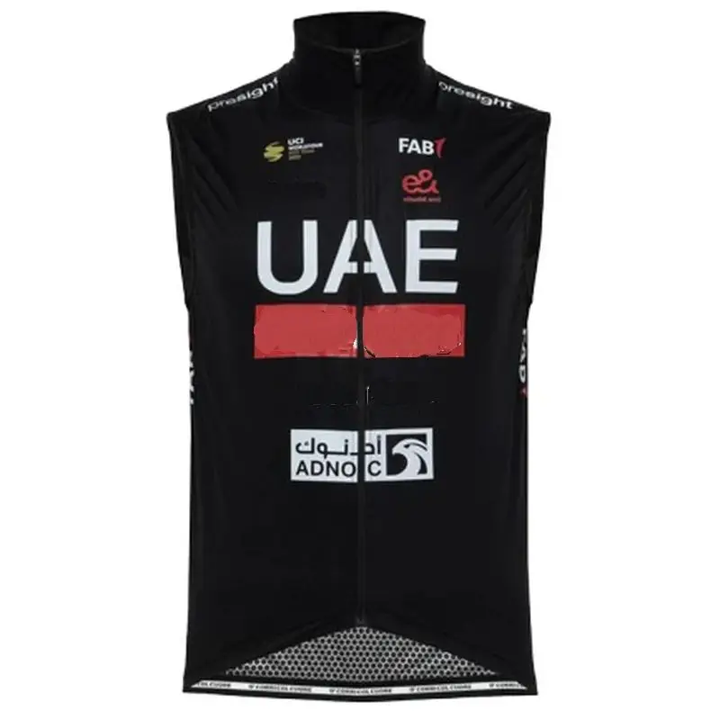 Windproof 2024 UAE Team Sleeveless Cycling Jacket Vest Gilet Mtb Clothing Bicycle Maillot Ciclismo