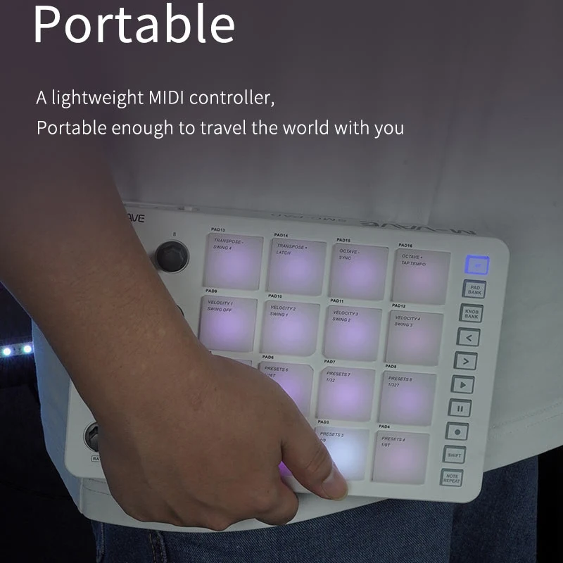 New M-VAVE SMC-PAD Launch Pad  USB-C and Equipped with Note Repeat Function  Wireless MIDI Controller Suitable  for Beginners