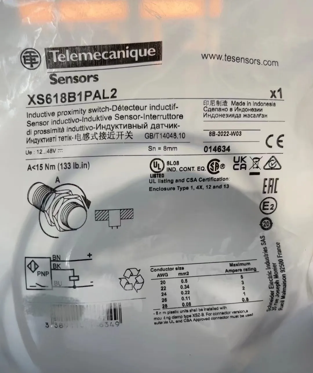 

Переключатель серии Schneider Electric XS618 XS618B1MAL2 XS618B1MBL2 Новый оригинальный