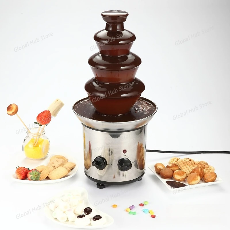 Chocolate Fountain Machine, Four-layer Diy Chocolate Waterfall Melting Sauce Machine for Baking Hotel Buffet