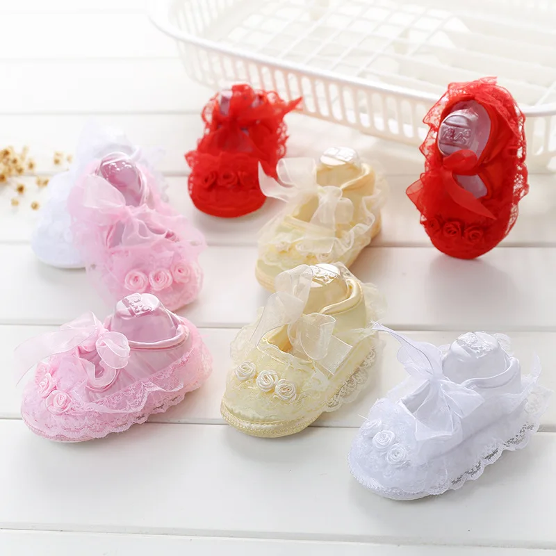 Cute White Lace Baby Girl Princess shoes Baby Moccasins Moccs Shoes Bow Fringe Rubber Soled Non-slip Footwear Crib Shoes