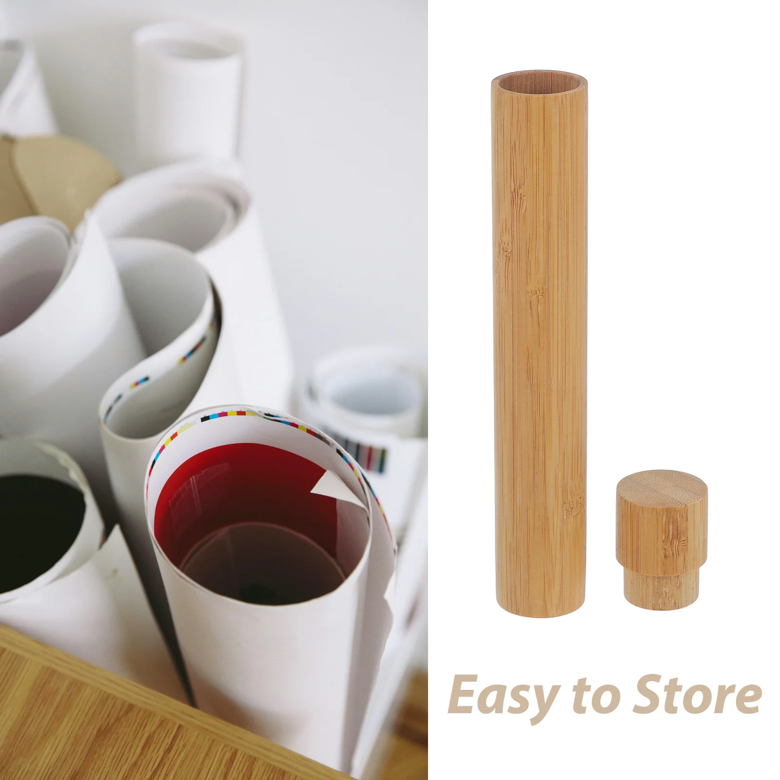 أنبوب بريد من الخيزران، أنبوب ملصق عملي، حقيبة حمل صغيرة للتخزين، حماية مستندات الأعمال الفنية للفنانين الطلابيين