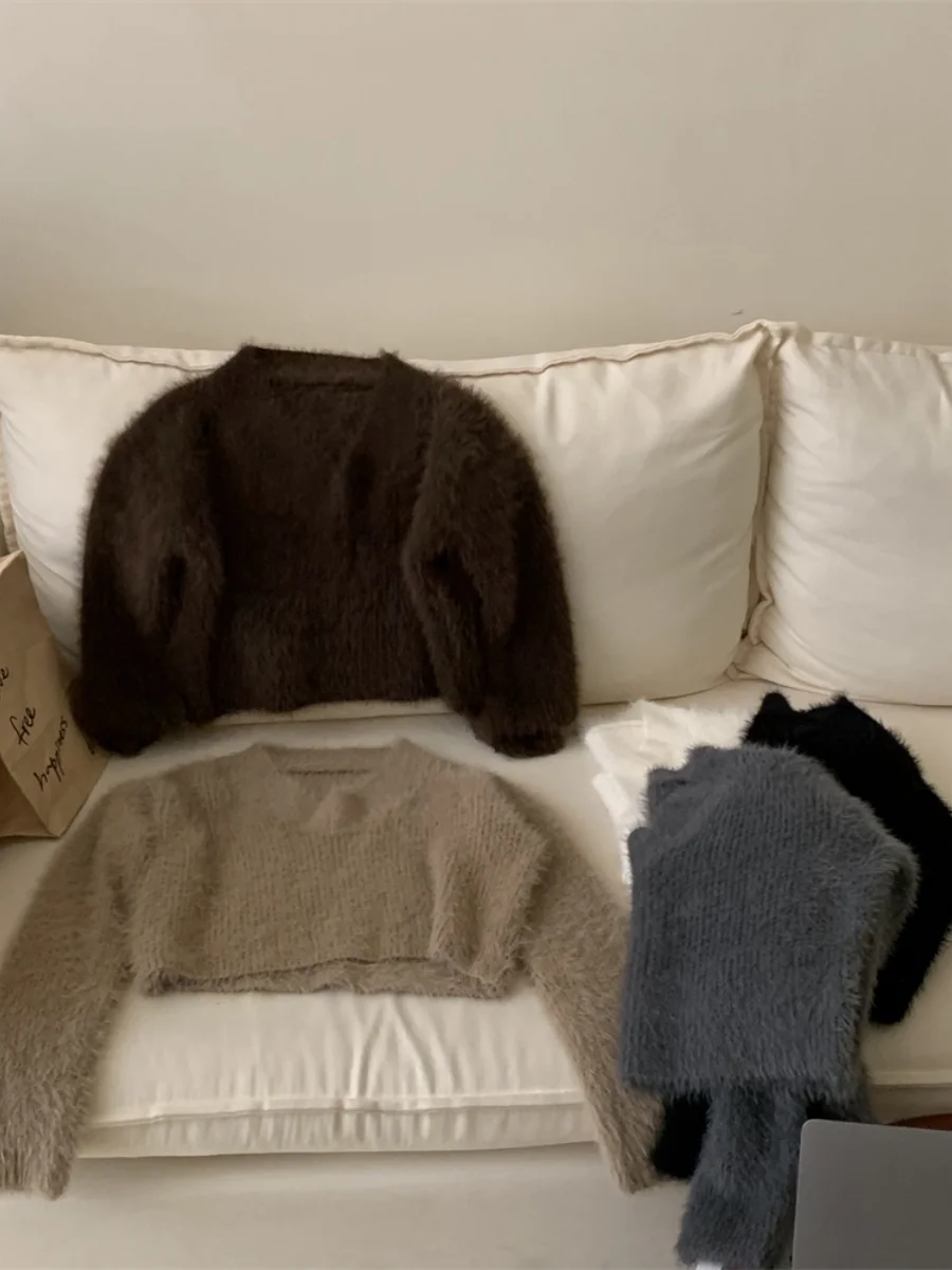 Gabriel Luxury Thi Large Size  Color Sweater Mink Fur Commute Sle Long Sve round Ne Regular Thin Winter