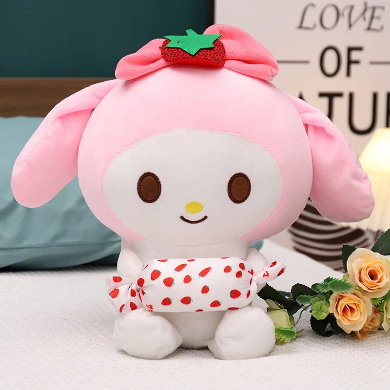 12/35cm Plushies Strawberry Candy Kuromi Toy Cute Girl Pillow Sanrio Melody Cinnamoroll Plush Dolls Decoration Bag Pendant Gift