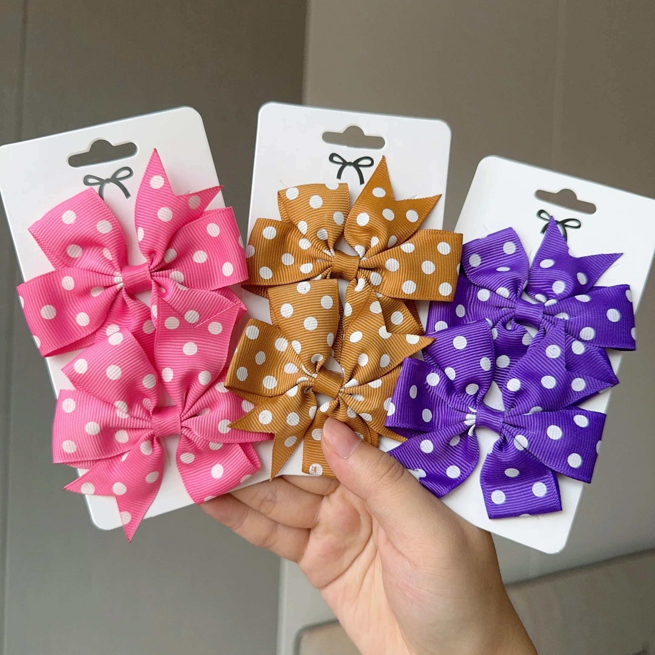 Pinces à cheveux faites à la main pour filles, nœuds à pois College mignons, épingles à cheveux, accessoires Kawaii pour enfants, 2 pièces