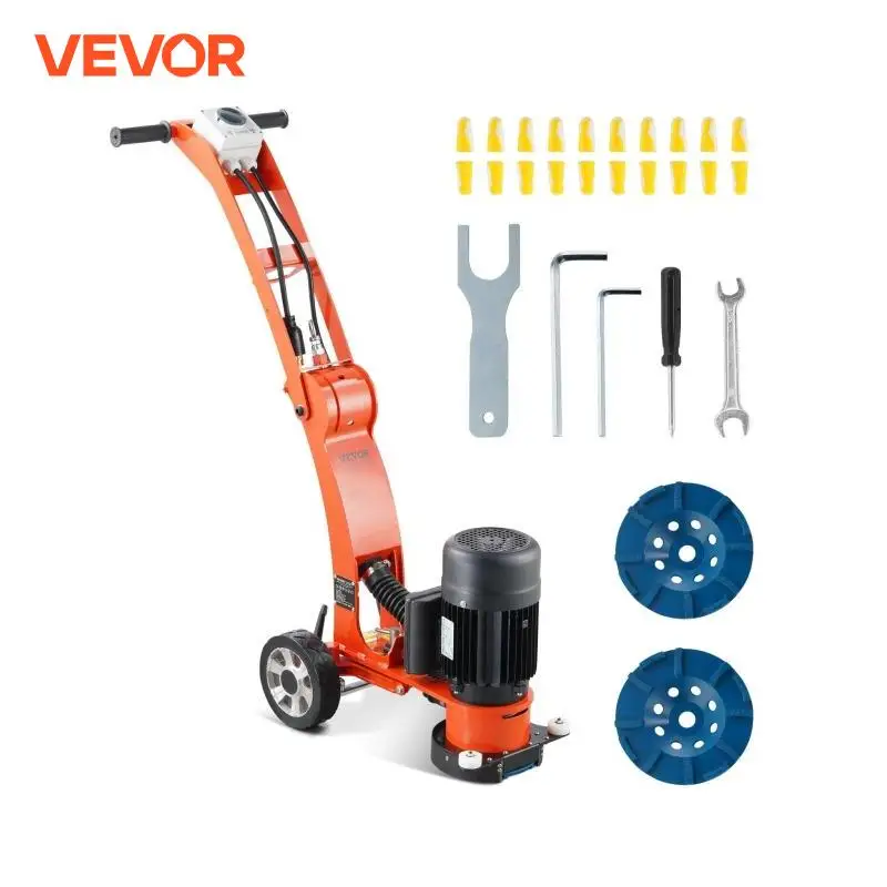 VEVOR Electric Concrete Floor Grinder 7inch Walk-Behind 1.7HP Concrete Floor Polisher 1300W 1720RPM for Granite Marble Stones